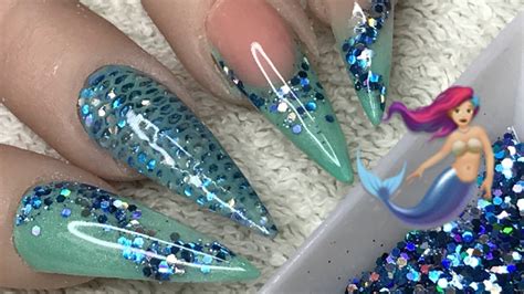 How To Do Acrylic Mermaid Nails Youtube