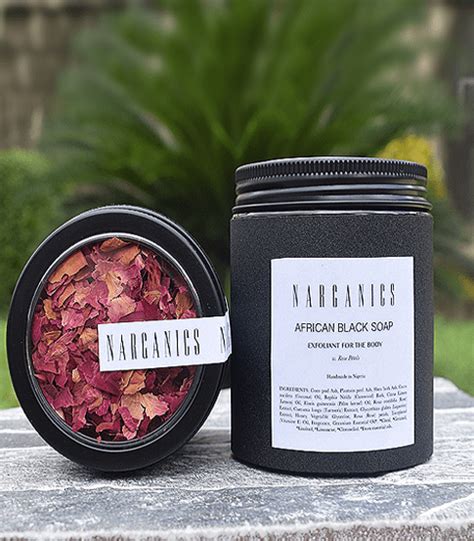 Scented with osun (camwood extract), citrus juices, and native honey. African Black Soap - Narganics