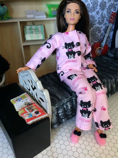 Barbie Doll Size Flannel Pajamas Pjs Outfit Winter Pajama Etsy Curvy Barbie Barbie Dolls
