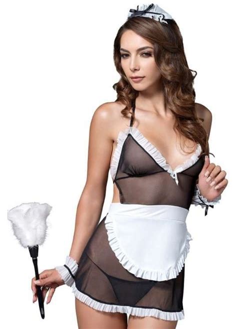roleplay french maid sheer costume discreet shipping