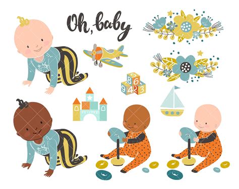 Baby Boy Clipart Baby Shower Clipart Oh Baby Boy Vector Etsy