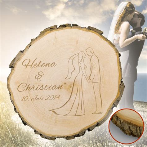 Baumscheibe zur Hochzeit - Silhouette - graviert mit ...