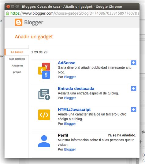 Añadir Un Gadget En Un Blog De Blogger Aplicaciones De Libre Uso