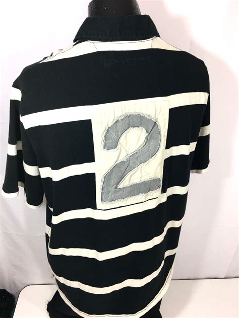 Vintage Ralph Lauren Men Black White Bold Stripe POLO Athletic Etsy