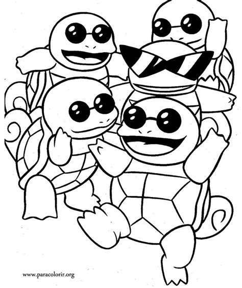 Watch these three pokemon (squirtle, bulbasaur, charmander) come to life with colors. Pokemon Squirtle Squad Coloring Pages | pokeman ...