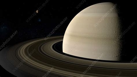 Titan Orbiting Saturn Stock Video Clip K0080714 Science Photo