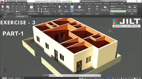 Create 3d House Using Autocad In Easy Steps Ex 3 Part 1 Youtube