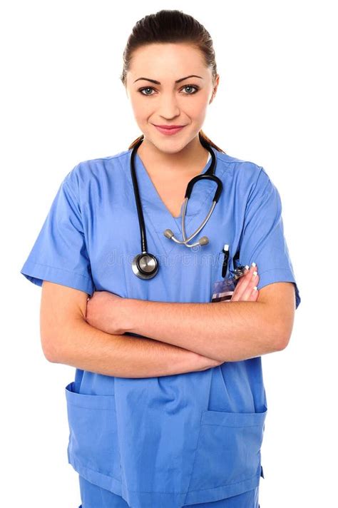 Charming Medical Doctor Gesturing Call Me Stock Image Image Of
