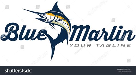 Blue Marlin Fishing Logo Template Great Stock Vector Royalty Free