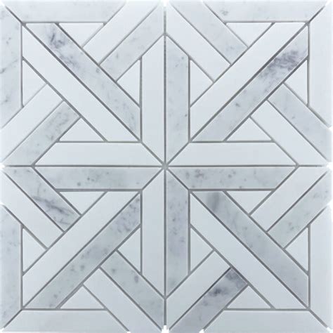 Carrara And Thassos Parquet Marble Mosaic Rms Marble And Natural Stone