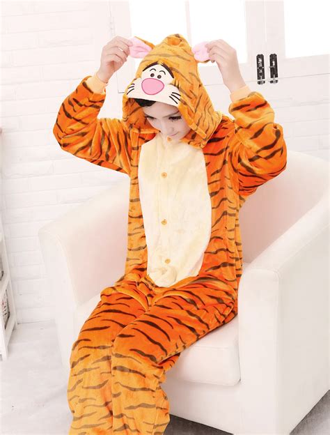 Tiger Onesies Adults Tigger Flannel Pajamas Animal Costumes Adult