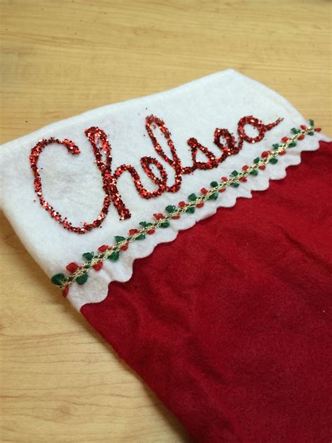 098 Stocking From The Dollar Store Write Name In Glue Sprinkle