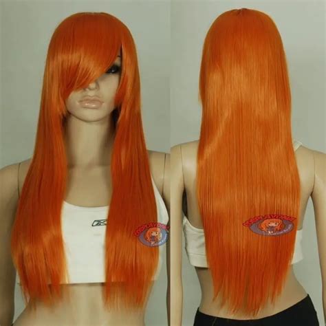 Hot Heat Resistant Party Hairpumpkin Orange Long Cosplay Wig 28 Inch High Temp Cosplay Wigs