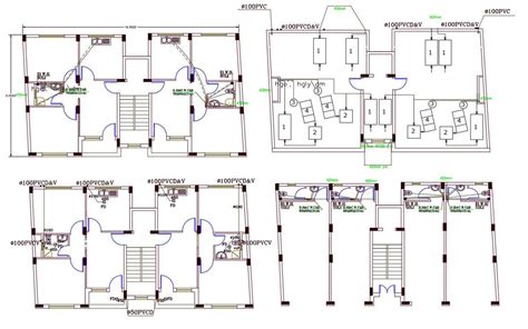 2 Bhk Apartment Floor Plan Design Dwg File Cadbull