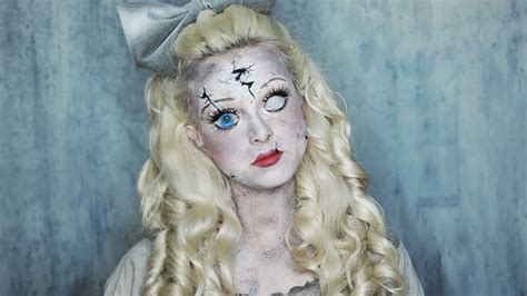halloween broken doll makeup