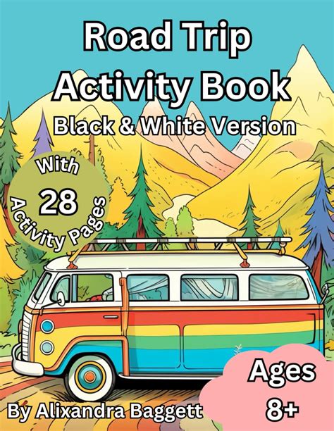 Road Trip Activity Book Black And White Version Fun Travel Games For
