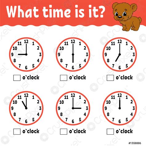 Learning Time On The Clock Educational Activity Worksheet For Kids