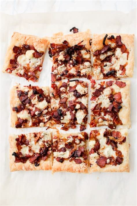 Easy Caramelized Onion Bacon And Blue Cheese Puff Pastry Tart The