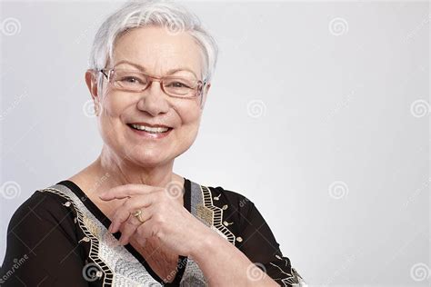 Closeup Portrait Of Smiling Elderly Lady Stock Image Image Of Elderly Fancy 34779933