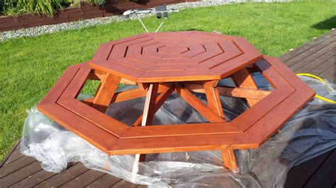 Ana White Octagon Table Finished Diy Projects Picnic Table Plans Octagon Picnic Table