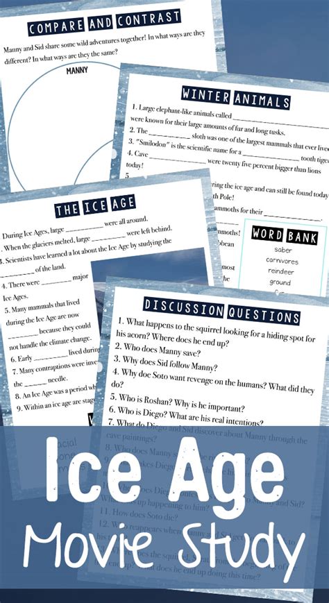 Ice Age Movie Free Printable Lesson Pack Sarah Lyn Gay