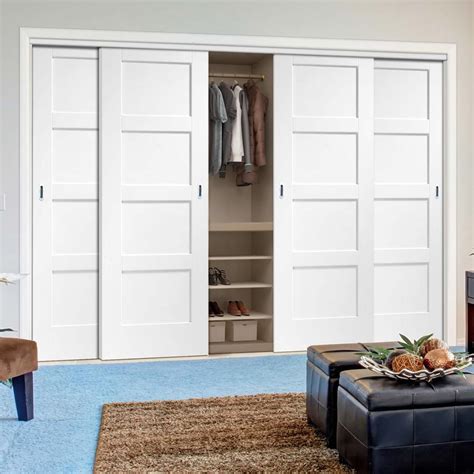 Sliding wardrobe doors are a stylish way to store your belongings while maximising space in any room, whether it is simply by not opening out into the room or making better use of an alcove. Four Sliding Wardrobe Doors & Frame Kit - Shaker 4P Door ...