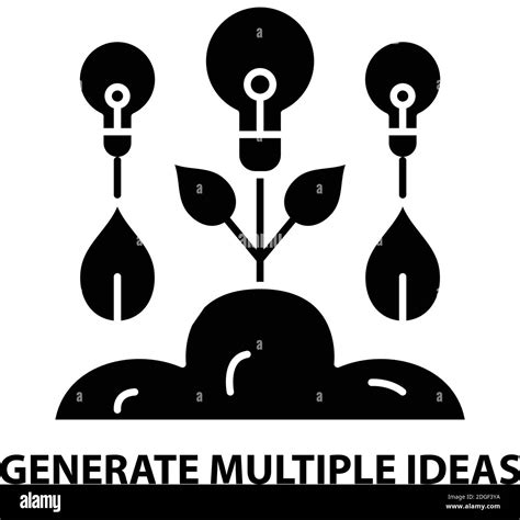 Generate Multiple Ideas Icon Black Vector Sign With Editable Strokes