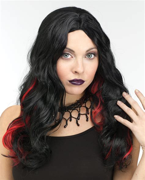 Gothic Vampira Wig Vampire Dress Up Halloween Adult Costume Accessory 3 Colors Wigs And Facial