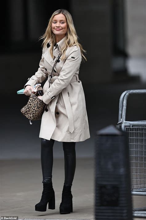 Laura Whitmore Looks Casually Chic In A Trench Coat And Leather