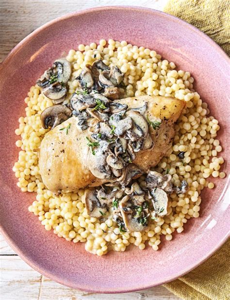 Easy to make, filling, and delicious. Mushroom Gravy Chicken over Couscous with Lemony Arugula ...