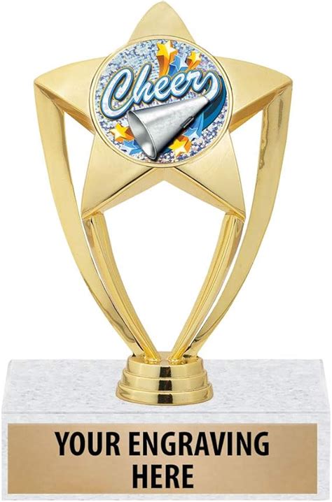 6 Gold Star Cheerleading Trophies Customized Cheer
