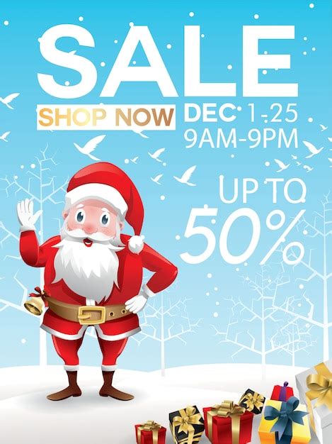 Premium Vector Christmas Sale Discount Offer Cartoon Santa Claus