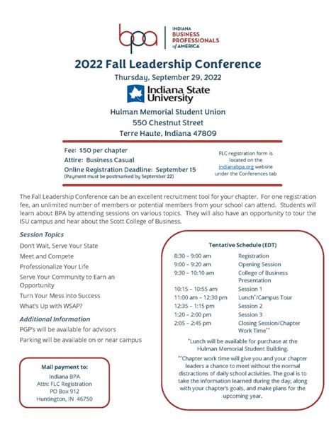 Fall Leadership Conference All Divisions Indiana Bpa State Association