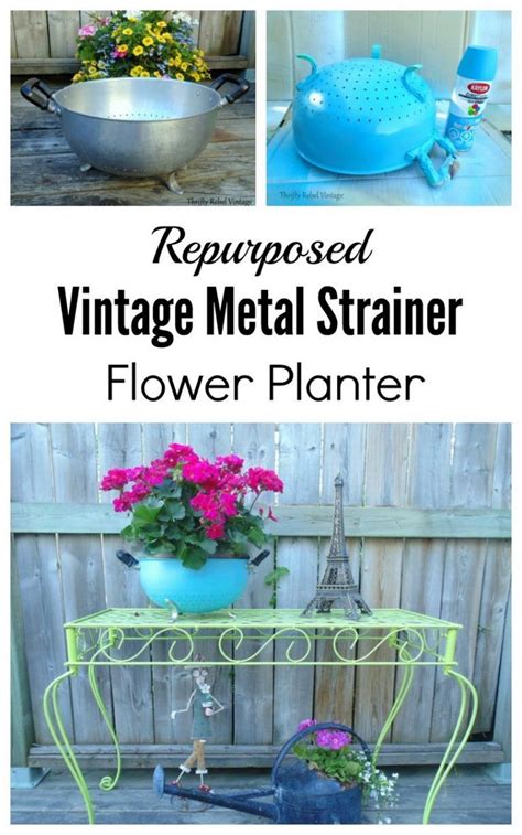Repurposed Vintage Strainer Makeover Garden Crafts Diy Strainer