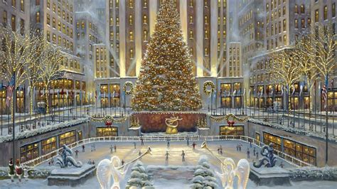 Christmas In New York Artistic Work Paintings 2560x1600