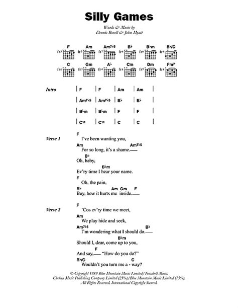 Silly Games Sheet Music By Janet Kay Lyrics And Chords 45888