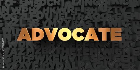 Advocate Gold Text On Black Background 3d Rendered Royalty Free