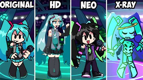 Fnf Miku Original Vs Hd Vs Neo Vs X Ray Friday Night Funkin Miku Mod