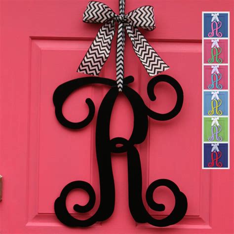 Letter Wreath Door Wreath Monogram Door Hanging Metal Etsy