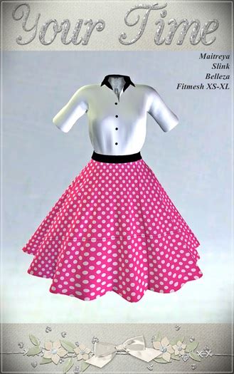 Second Life Marketplace Yt Retro Rockabilly Dress Polka Pink