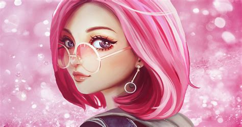 7680x4320 Pink Hair Sun Glasses Fantasy Girl 8k 8k Hd 4k