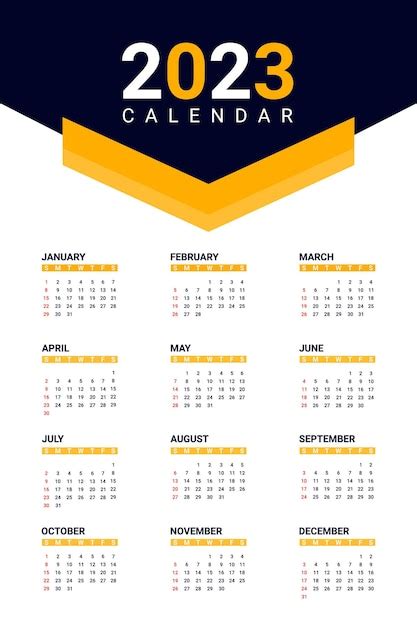 Premium Vector Stylish Geometric 2023 New Year Calendar Template Design