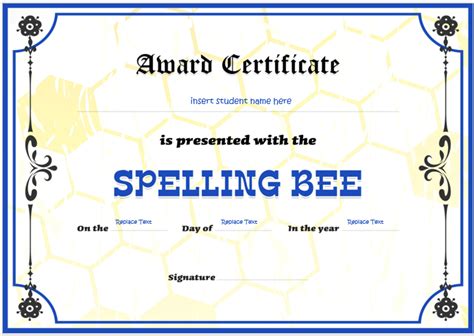 Spelling Bee Certificate Templates For Word Word And Excel Templates