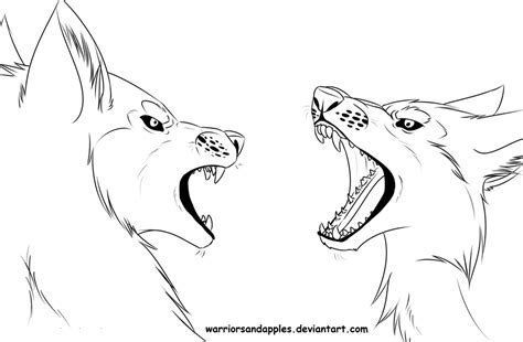 Wolf Fight Lineart By Warriorsandapples On Deviantart