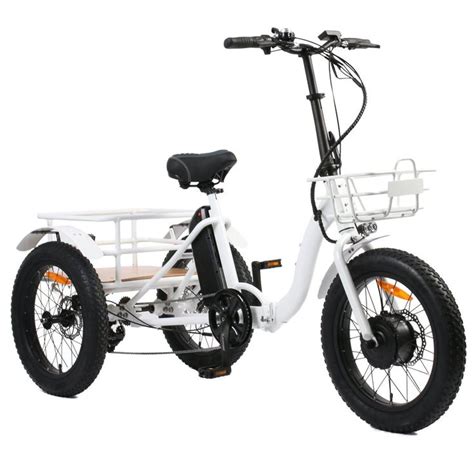 An Electric Bike With Two Wheels On The Front And Back Wheel Is Shown