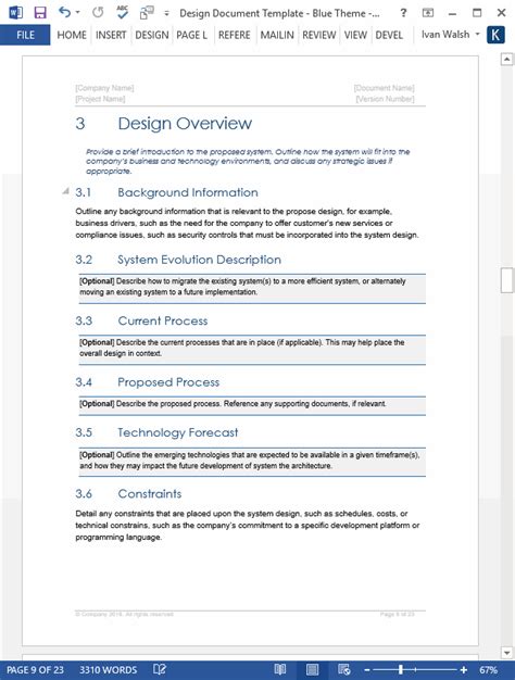 Design Document Template Ms Office Templates Forms Checklists For