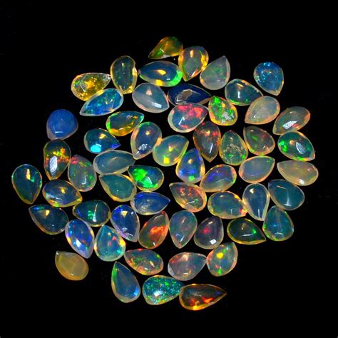 Ethiopian Opal Pear Gemstone Lot Multi Fire Opal Loose Etsy