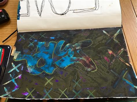 Sketchbook Page Based On Graffiti This Is Acrylic Paint Covered In