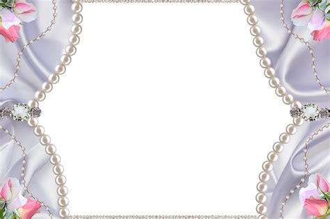 Delicate Png Photo Frame With Pearls Diamonds And Roses Clip Art
