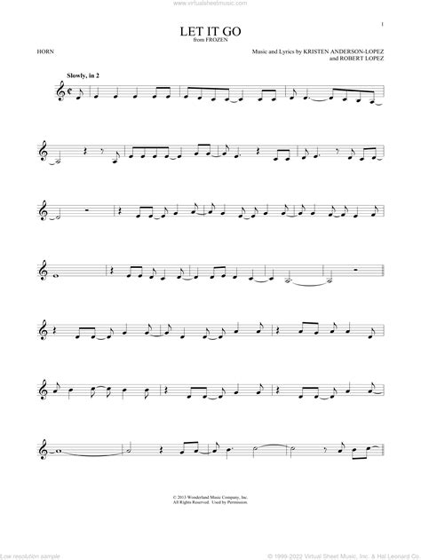 Let It Go From Frozen Sheet Music For Horn Solo Pdf
